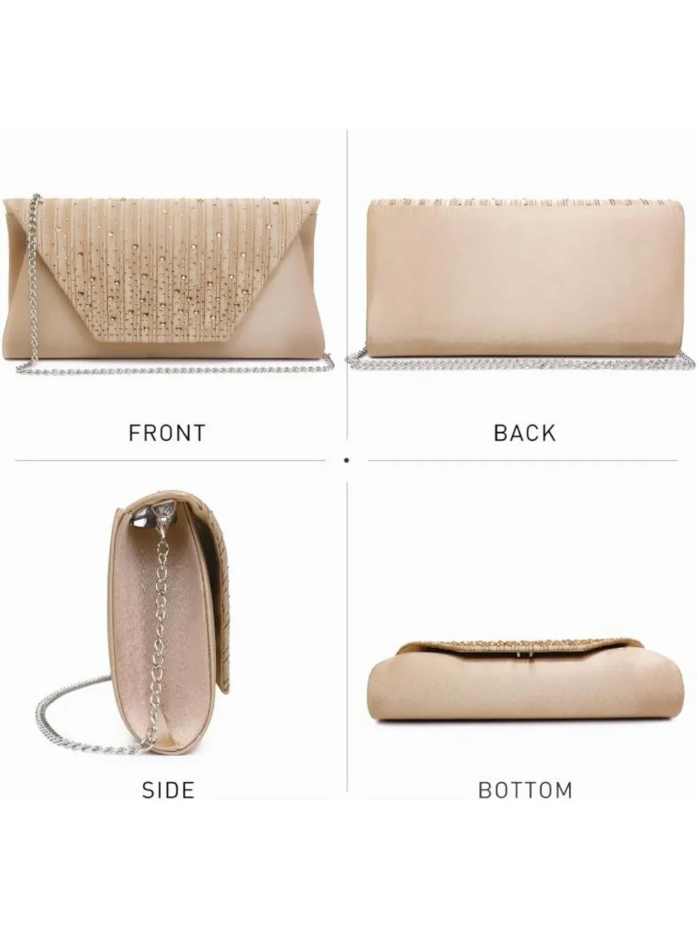 Women’s Camel Clutch Purse With Detachable Chain Wedding Formal Evening Bag